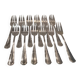 12 silver-plated metal cake forks by silversmith Guillaumot, contours
