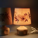 Pair of stone lamps with flower shades, 1970