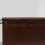 Vintage Magazine rack in chrome and faux leather, France 1960s