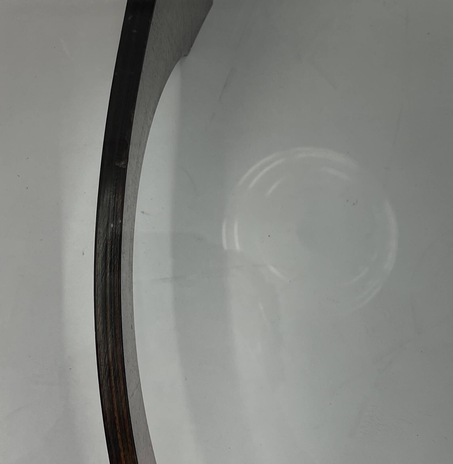 Mid-Century Circular Coffee Table with Wooden Base and Glass Top