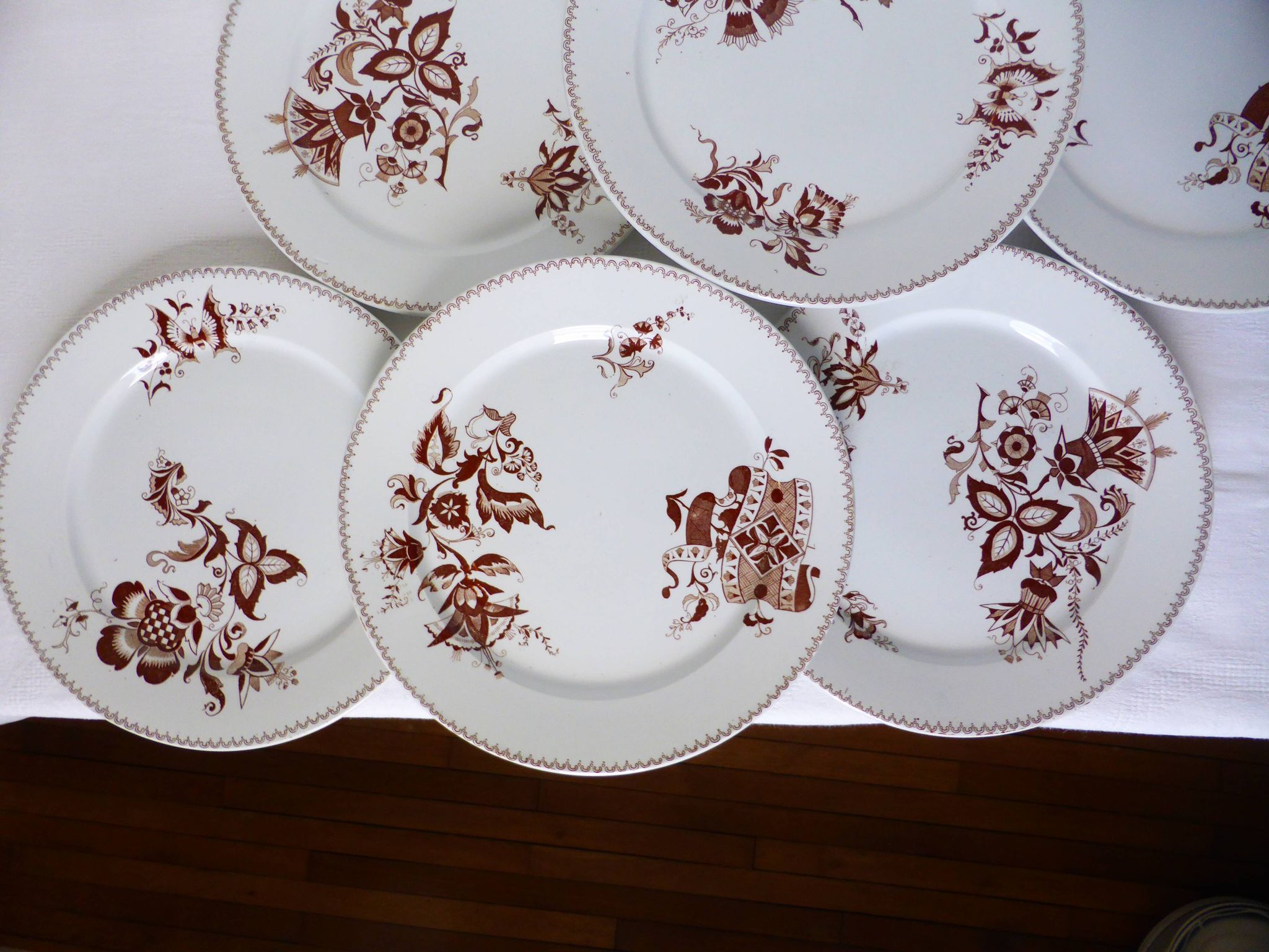 Set of 6 vintage Sarreguemines dinner plates, Danish pattern 210412