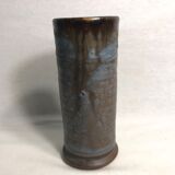 Vase rouleau ancien terre cuite émaillée signé Ludovic