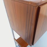 Wall shelf library with vintage ARP Minvielle secretary bar