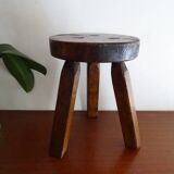 Brutalist wood tripod foot stool