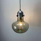 Smoked glass pendant lamp by Nettelhoff Leuchten 1970