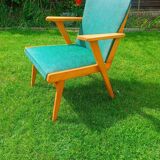 Vintage armchair in wood and skai