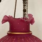 Hanging lamp Napoleon III frosted glass and enamelled glass