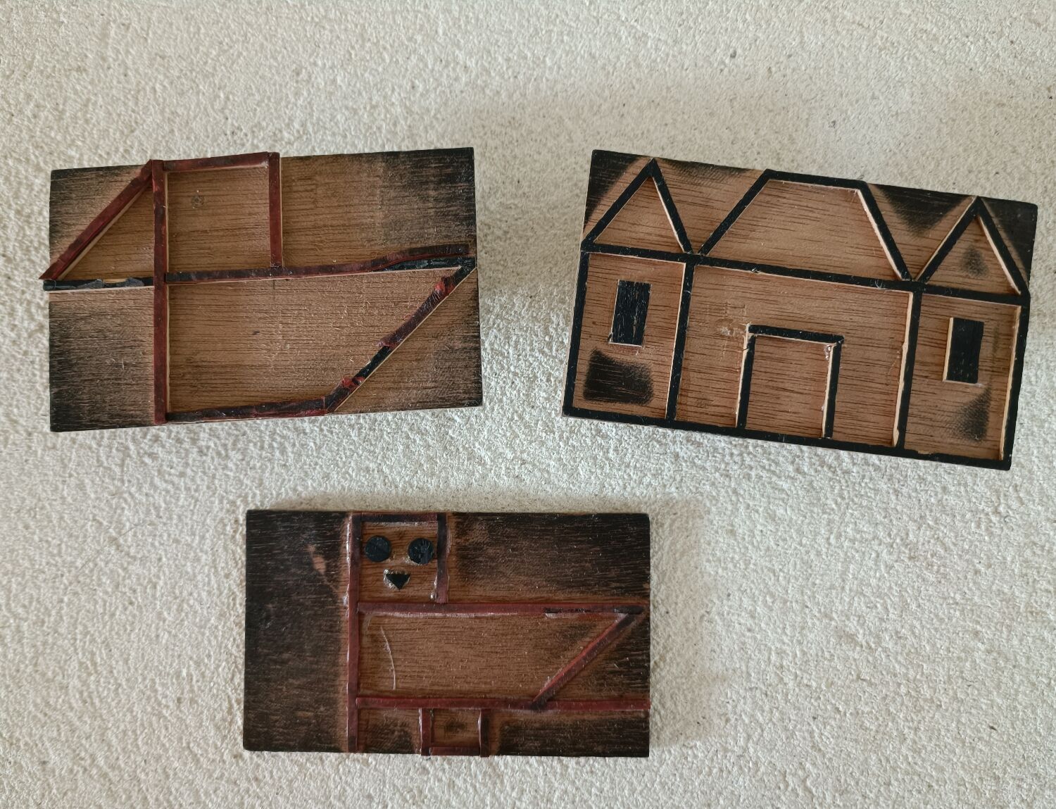 3 vintage wooden stamps