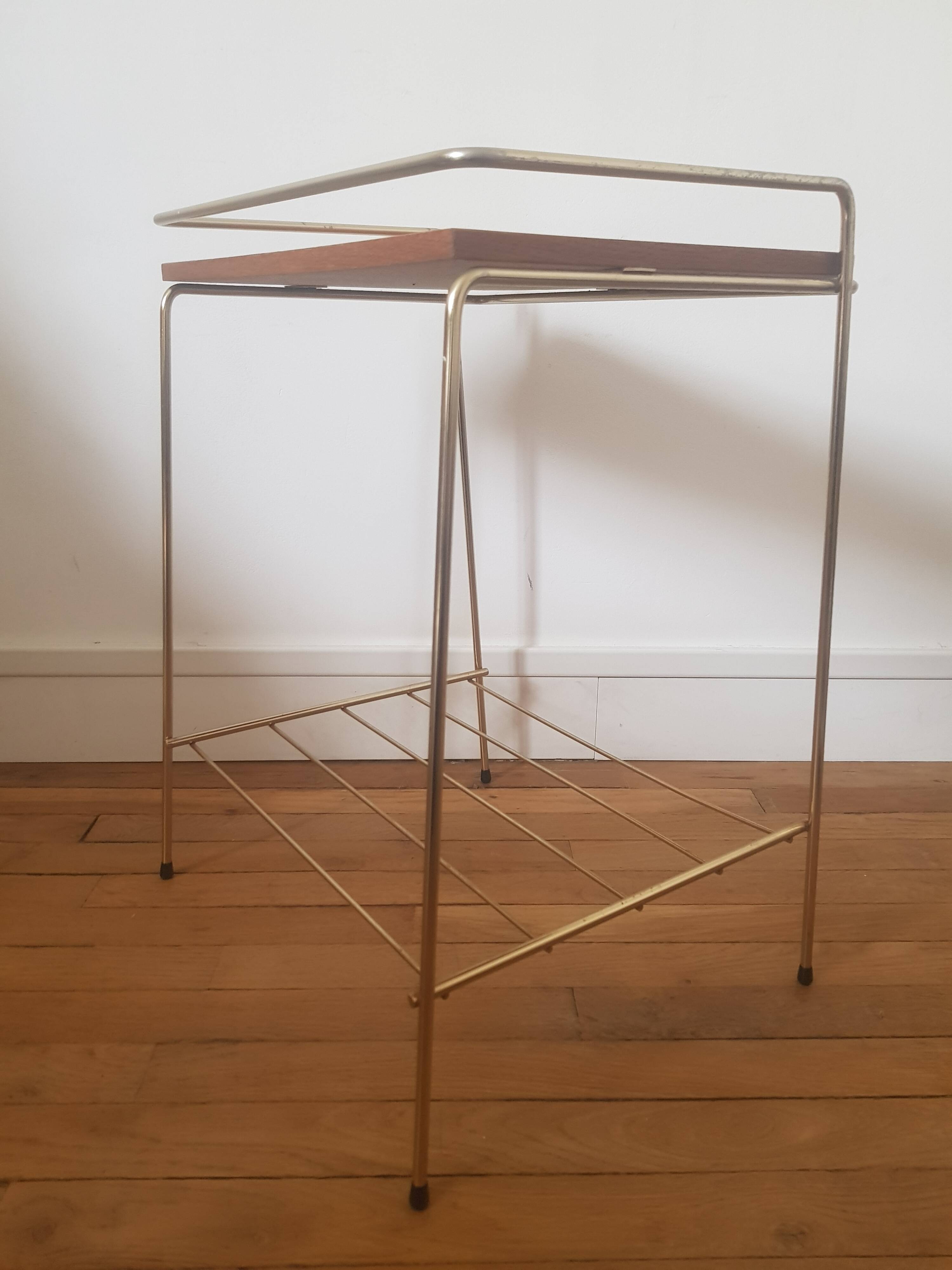 Metal and wood end table