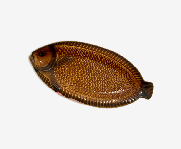 Plat vintage Sarreguemines en forme de poisson