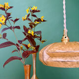 Vintage art deco pendant light with a yellow and white Clichy glass lampshade