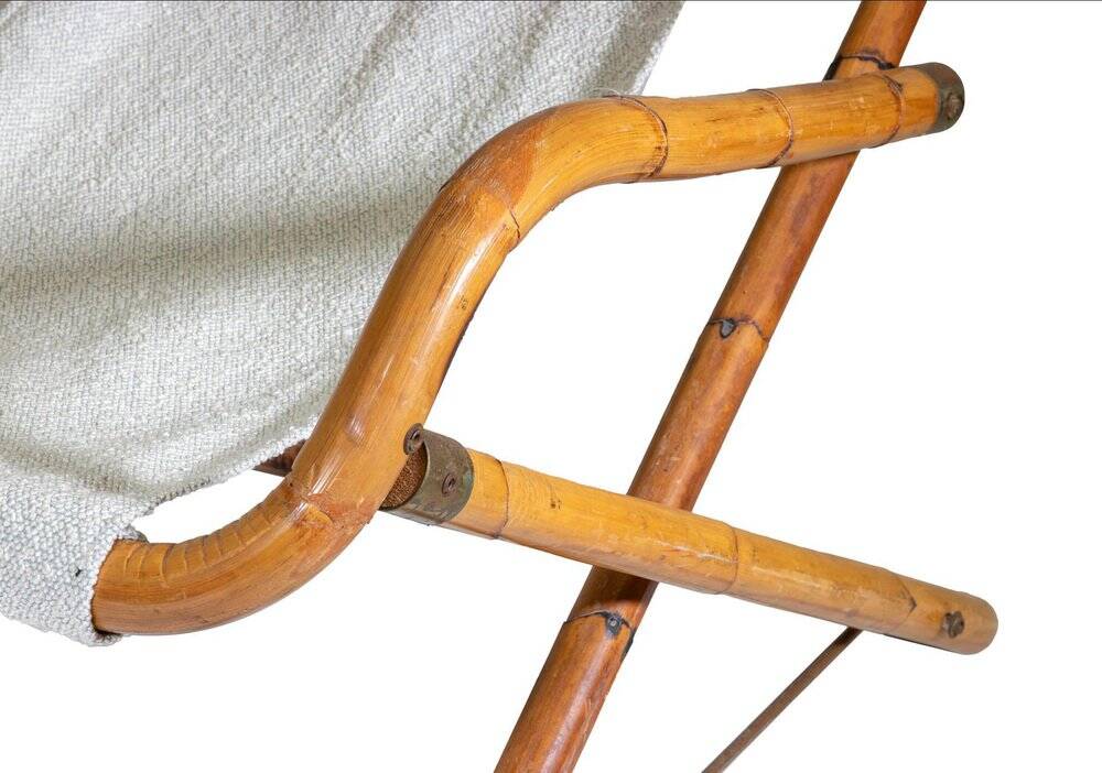 Set of Vintage Deck Chairs in Bamboo and Brass by Vivai Del Sud, 1970s