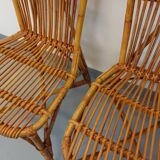 Set of 4 vintage Audoux Minet rattan chairs from the 1950s and 60s.