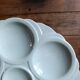 Art Deco French majolica oyster plate from Sarreguemines, aquamarine blue
