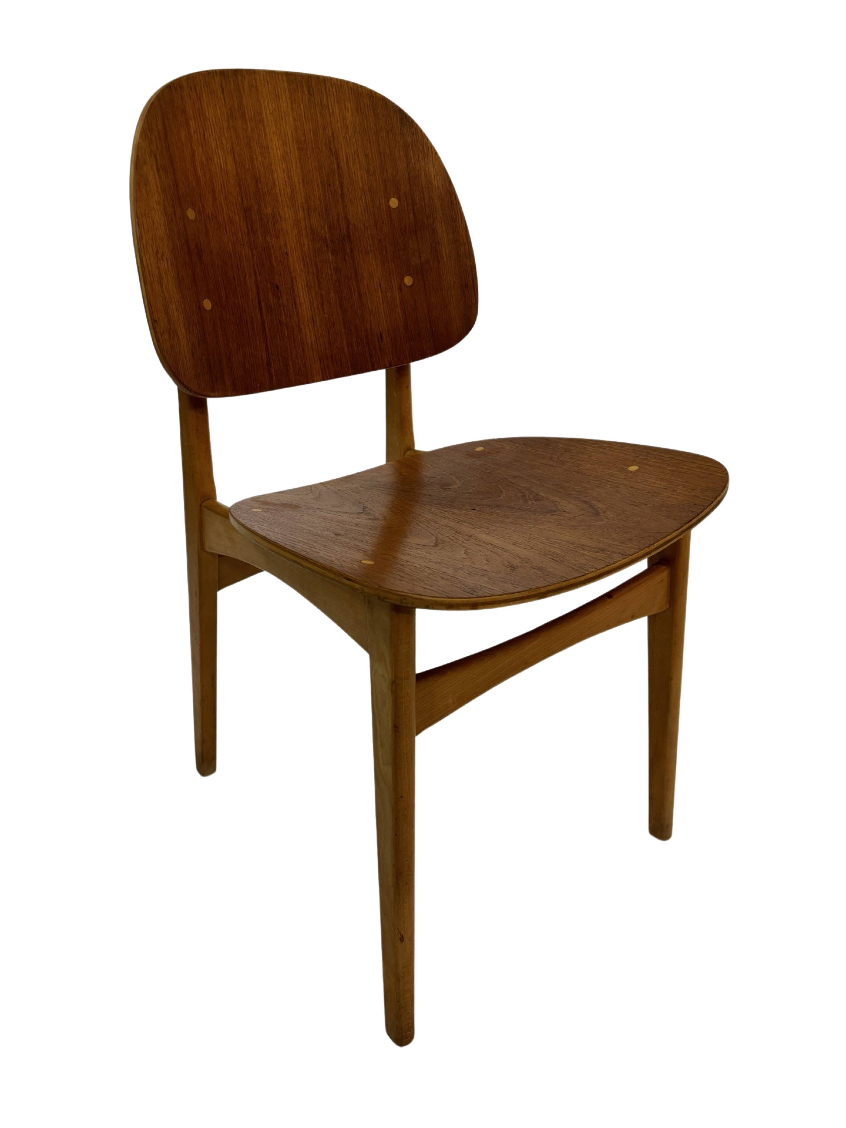 Vintage dining room chair Scandinavian 1960s plywood and teak design