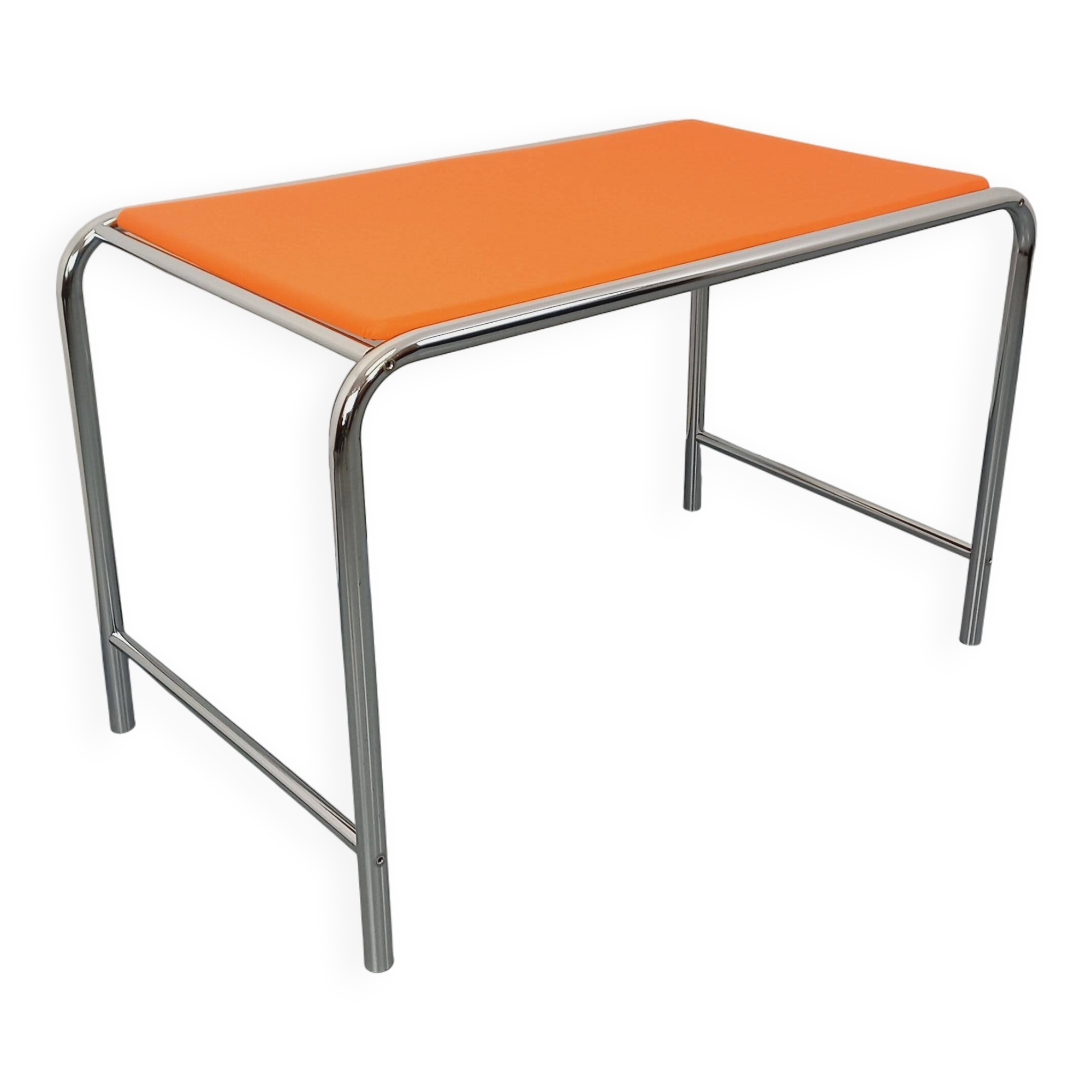 Bureau vintage en skai orange et chrome des années 70