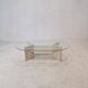Italian Coffee Table in Travertine and Facet Cut Glass, 1980s