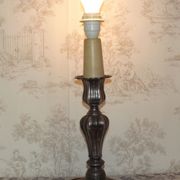 French vintage heavy silver metal table lamp with candle drip detail 4155