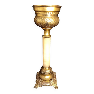 Gilt Bronze Planter with Onyx Column