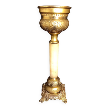 Jardinière en bronze doré et colonne en onyx