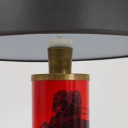 Piero Fornasetti Grande table lamp Bighe red and black mid-century, Italy, 1950s