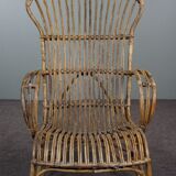 Belse 8 armchair in patinated rattan with high back Dutch Design 1950