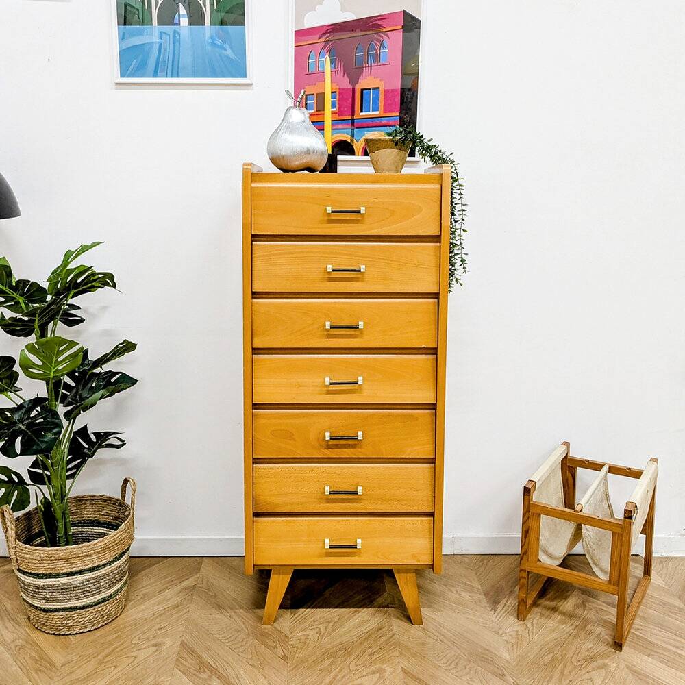 Vintage chest of drawers with tapered legs
