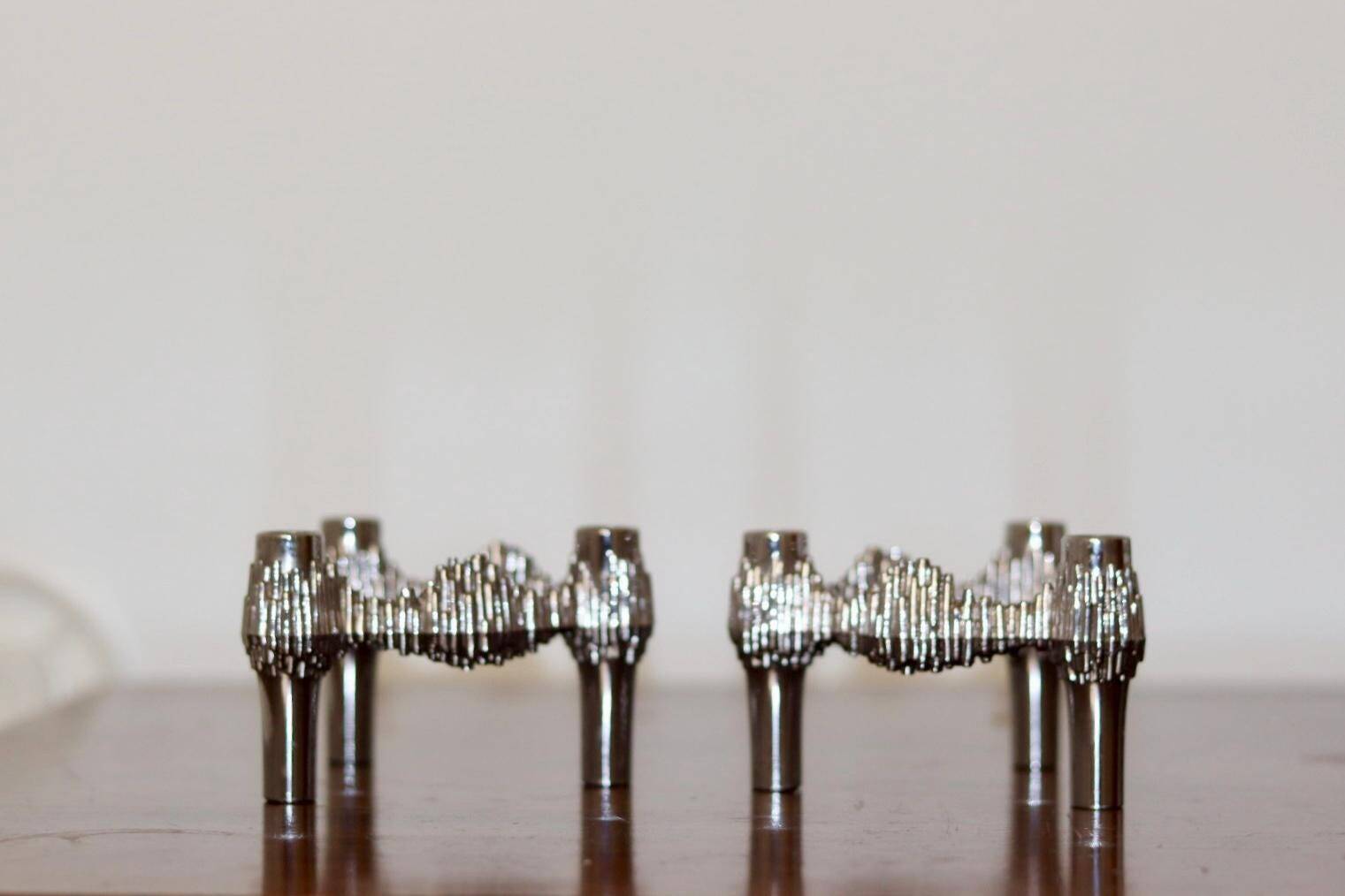 Pair of Vintage Brutalist Style Candle Holder by Stoff Nagel