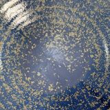 Large blue-brown glazed stoneware bowl signed, diameter 25cm