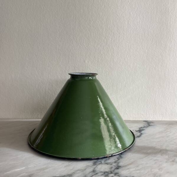Green enamelled lampshades x4