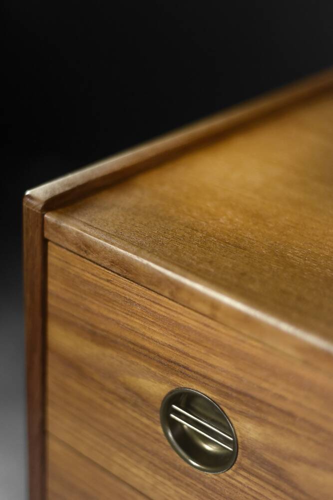Mid-century modern Danish high chest of drawers in teak with brass handles, 1960s