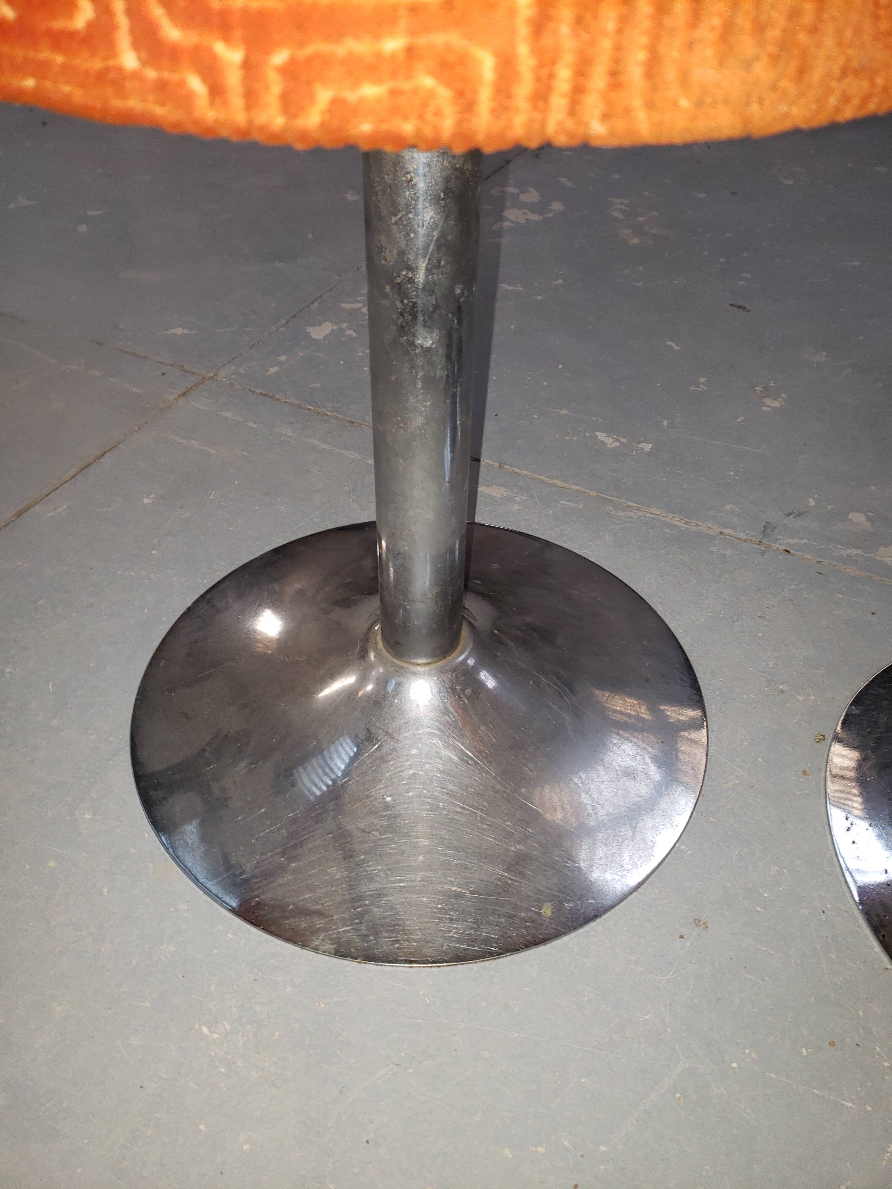 Pair of vintage 70s chrome metal stool