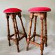 Pair of antique high stools in solid wood