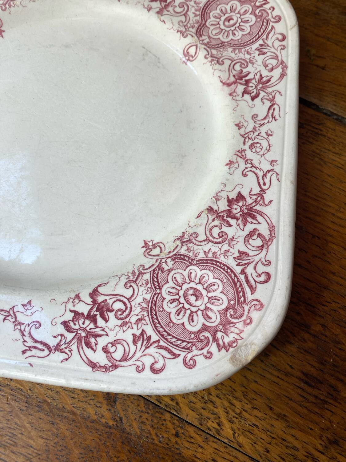 Square plate, ironstone, Medici collection, Longchamps