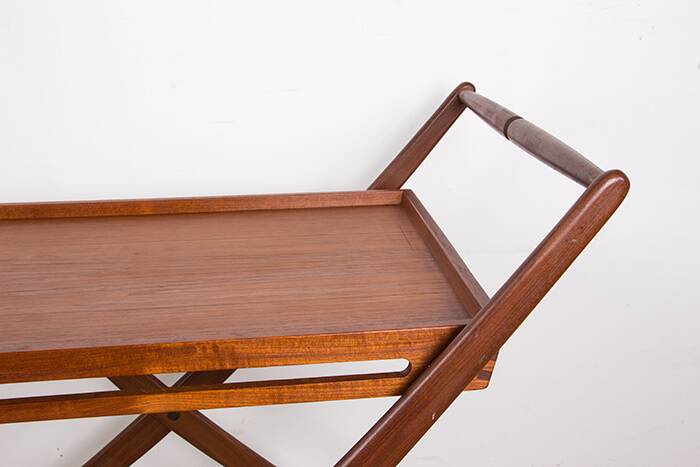 Danish folding teak rolling table, Svend Aage Madsen/Illums Bolhigus.