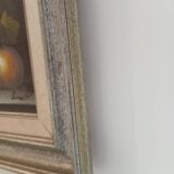 Oil on canvas painting still life with grapes, signed Burnett