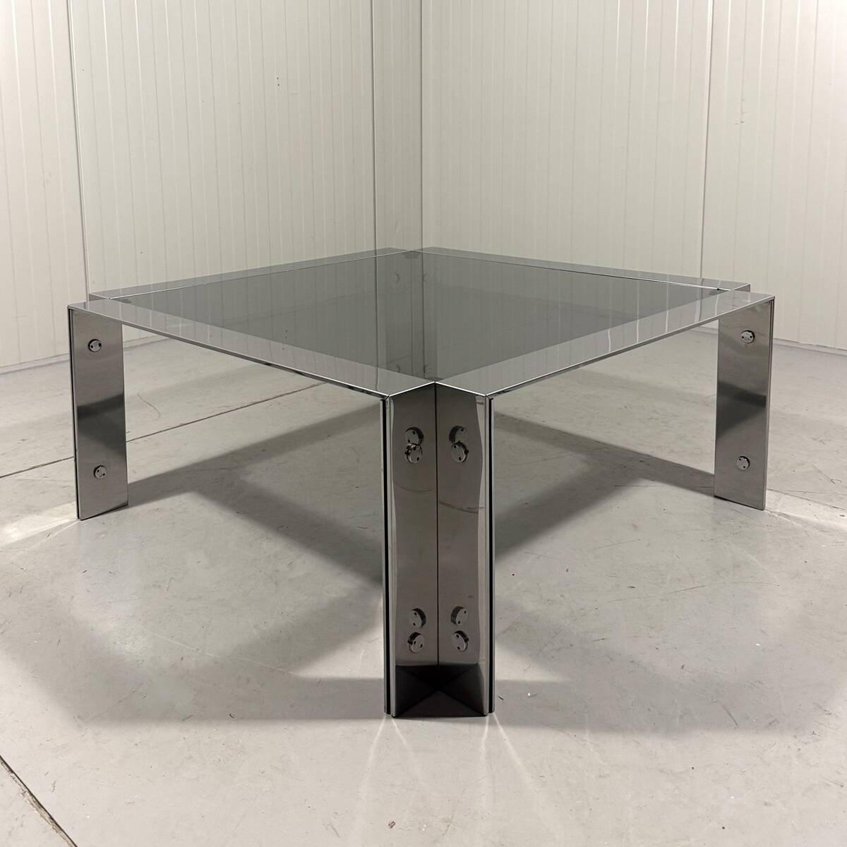 Chrome plated & smoked glass low coffee table 1960’s