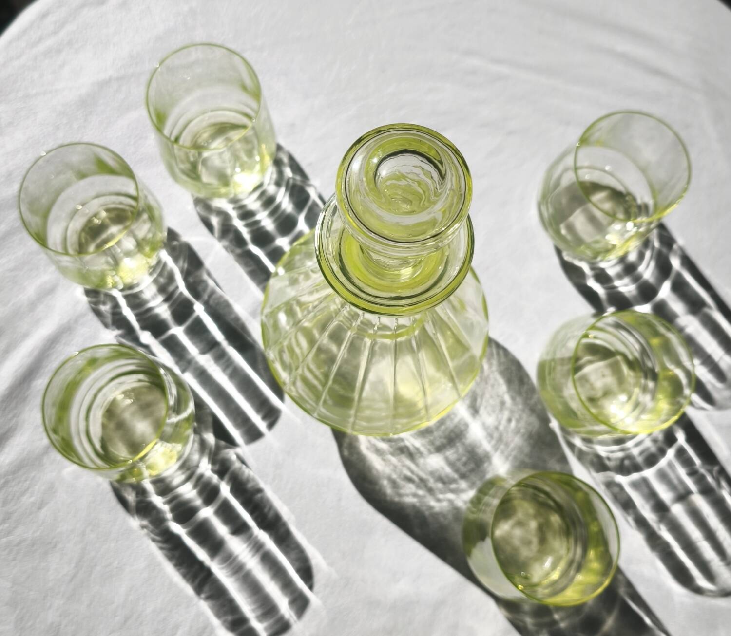 Art Deco liqueur service in opaline