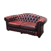 Red leather Chesterfield sofa - 70s