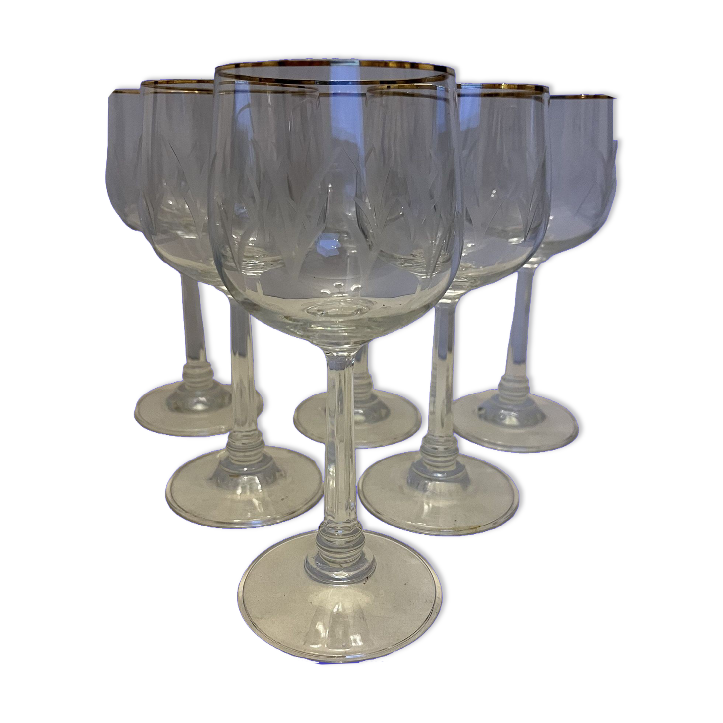 5 Cut crystal wine glasses