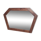 Large asymmetrical mirror fruit wood chevillié 1970 112x83cm