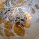 Frosted Glass Ball Vase with Golden Botanical Decoration — Signed Adat — Circa 1950