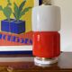 Space Age Red and white glass cylindrical table lamp, Italy 1970s