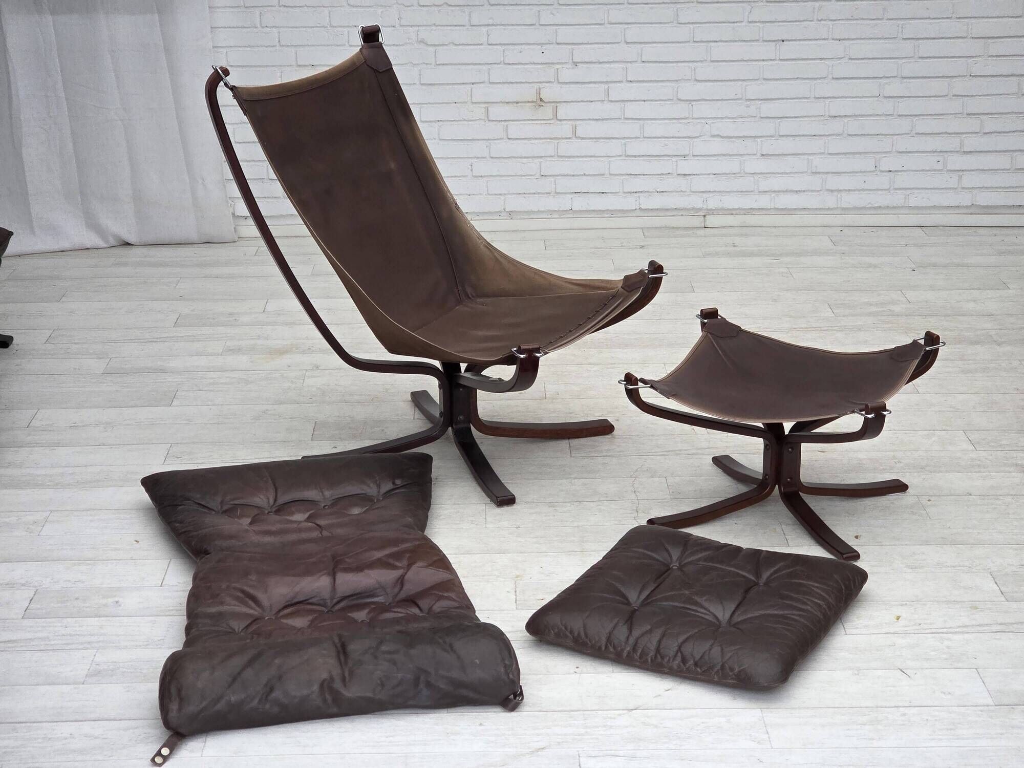 1970s, Norwegian design by Sigurd Ressel, chair "Falcon" with footstool.