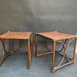 Pair of end of sofa bedside rattan