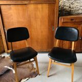Pair of Scandinavian teak and skai chairs
