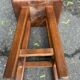 Vintage square farmhouse stool in solid wood from the 1960s.