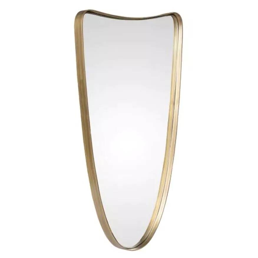 Free-form rearview mirror with brass outline - 60x30cm