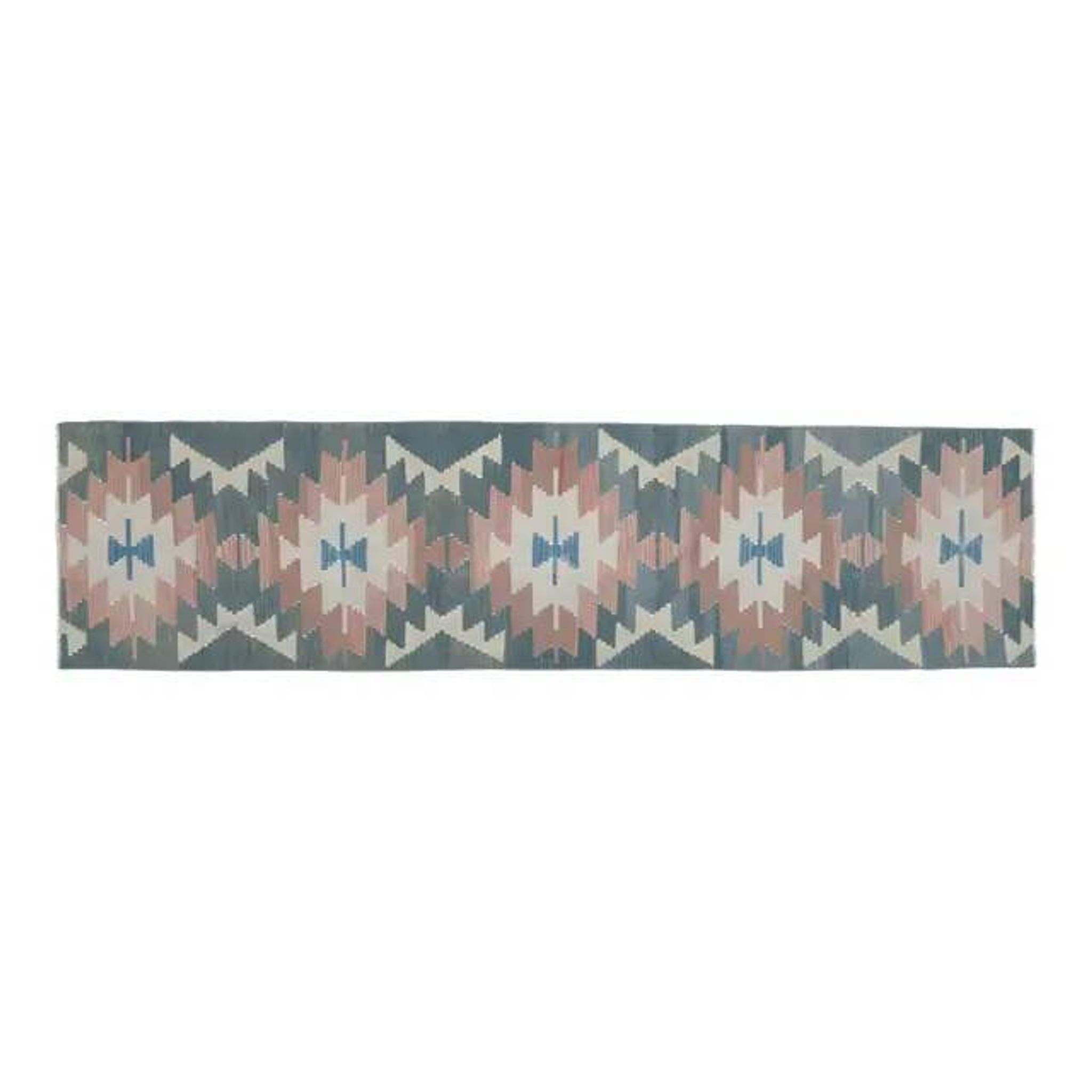 1970s Vintage Turkish Handmade Wool & Cotton Green Runner Rug  73x291