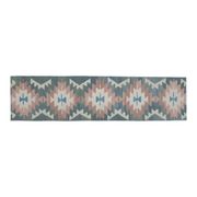 1970s Vintage Turkish Handmade Wool & Cotton Green Runner Rug  73x291